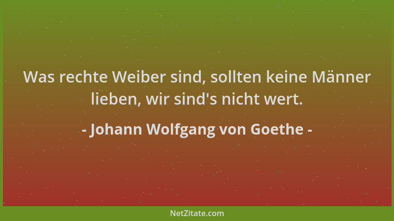 Johann Wolfgang von Goethe - Was rechte Weiber sind, sollten keine Männer lieben, wir sind 's nicht wert....