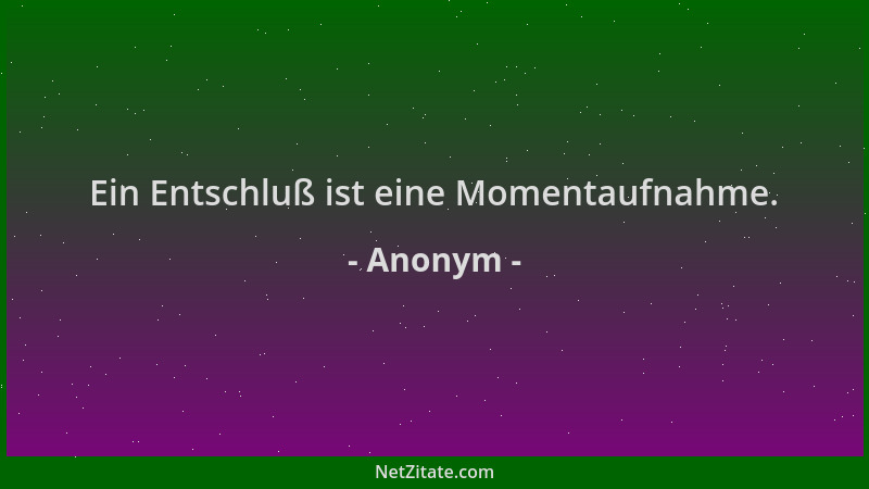 Anonym - Ein Entschluß ist eine Momentaufnahme....
