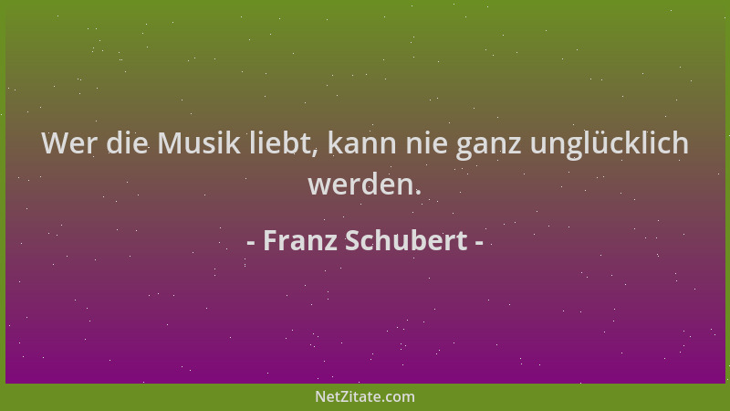 Franz Schubert - Wer die Musik liebt, kann nie ganz unglücklich werden....