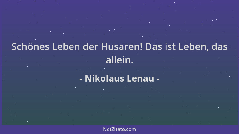 Nikolaus Lenau - Schönes Leben der Husaren! Das ist Leben, das allein....