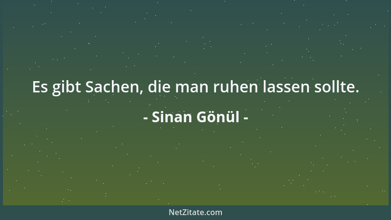 Sinan Gönül - Es gibt Sachen, die man ruhen lassen sollte....