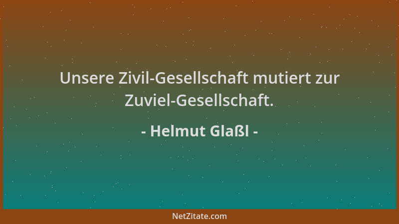 Helmut Glaßl - Unsere Zivil-Gesellschaft mutiert zur Zuviel-Gesellschaft....