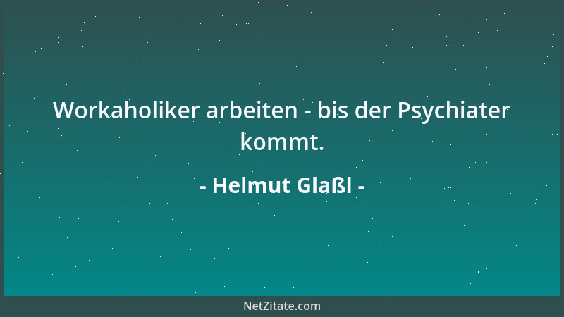Helmut Glaßl - Workaholiker arbeiten - bis der Psychiater kommt....