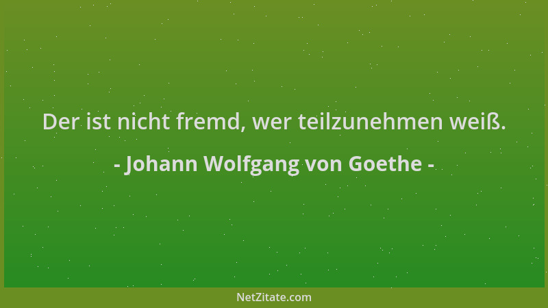 Johann Wolfgang von Goethe - Der ist nicht fremd, wer teilzunehmen weiß....