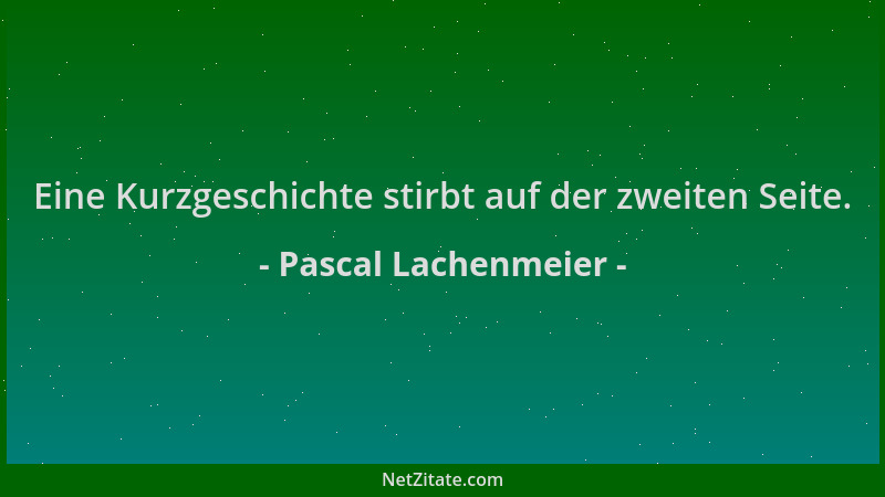 Pascal Lachenmeier - Eine Kurzgeschichte stirbt auf der zweiten Seite....