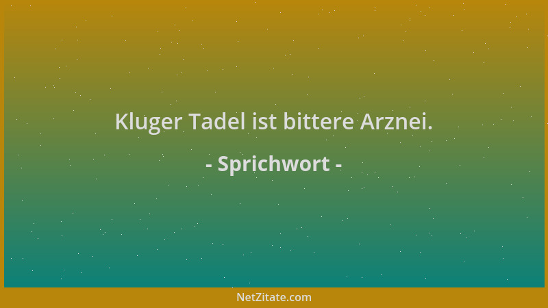 Sprichwort - Kluger Tadel ist bittere Arznei....
