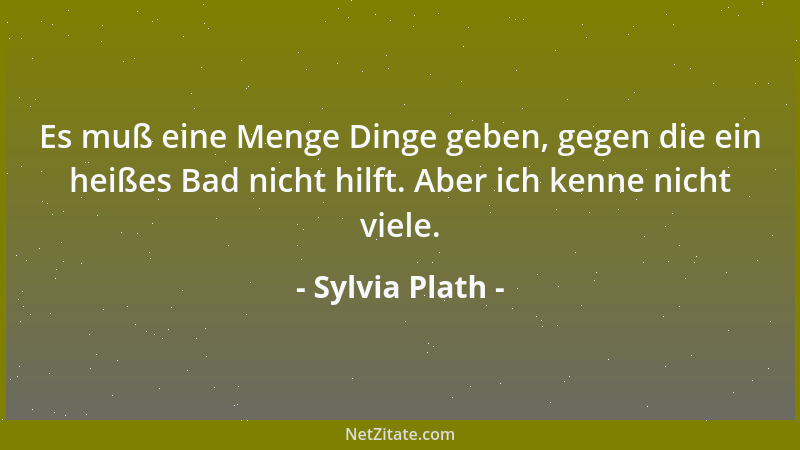 Sylvia Plath - Es muß eine Menge Dinge geben, gegen die ein heißes Bad nicht hilft. Aber ich kenne nicht viele....