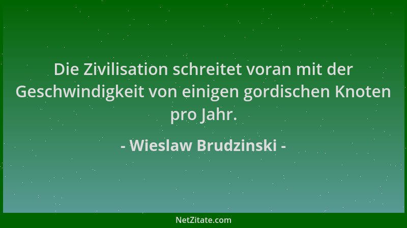 Wieslaw Brudzinski - Die Zivilisation schreitet voran mit der Geschwindigkeit von einigen gordischen Knoten pro Jahr....