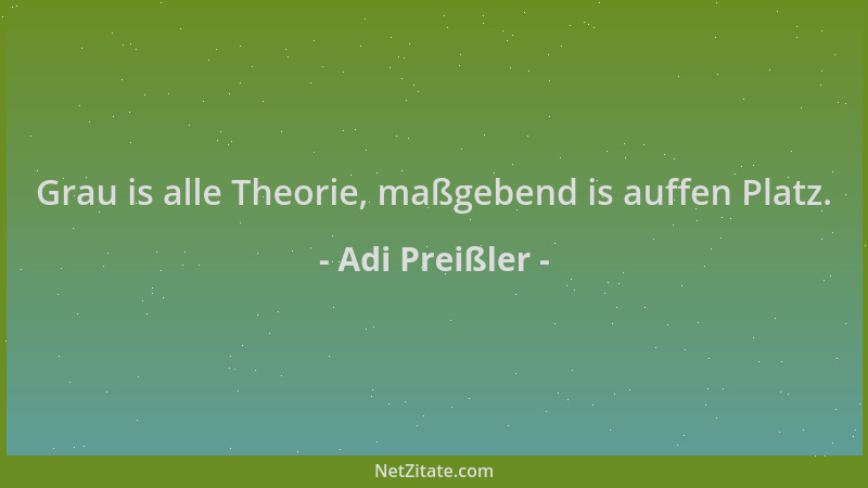 Adi Preißler - Grau is alle Theorie, maßgebend is auffen Platz....