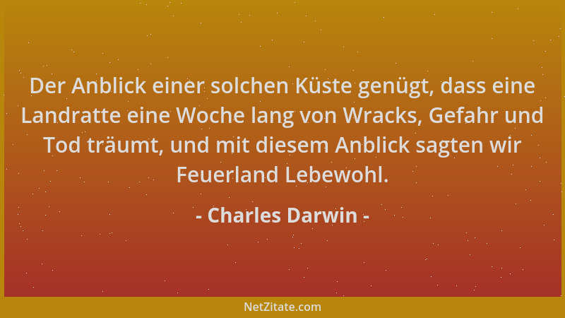 Charles Darwin - Der Anblick einer solchen Küste genügt, dass eine Landratte eine Woche lang von Wracks, Gefahr und Tod trä...