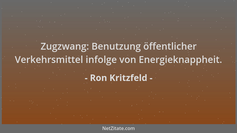 Ron Kritzfeld - Zugzwang: Benutzung öffentlicher Verkehrsmittel infolge von Energieknappheit....