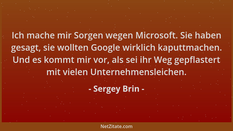 Sergey Brin - Ich mache mir Sorgen wegen Microsoft. Sie haben gesagt, sie wollten Google wirklich kaputtmachen. Und es komm...