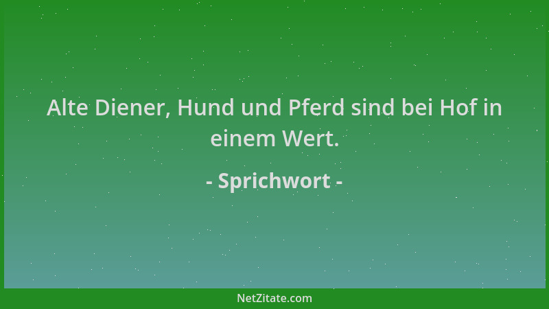 Sprichwort - Alte Diener, Hund und Pferd sind bei Hof in einem Wert....