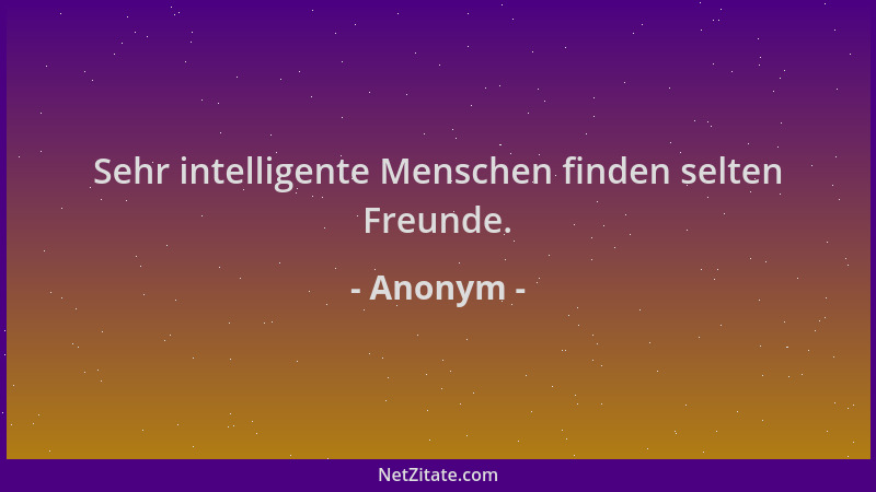 Anonym - Sehr intelligente Menschen finden selten Freunde....