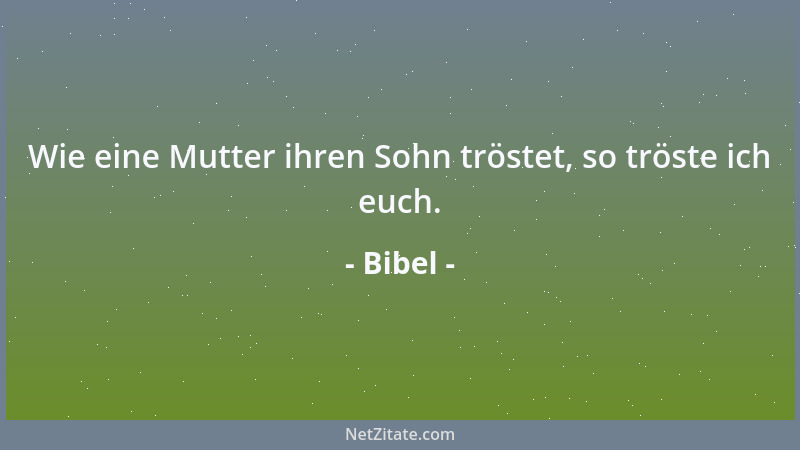 Bibel - Wie eine Mutter ihren Sohn tröstet, so tröste ich euch....