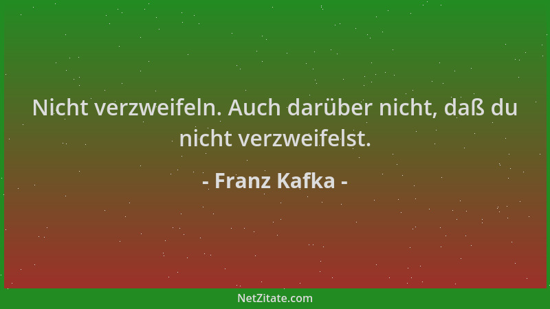 Franz Kafka - Nicht verzweifeln. Auch darüber nicht, daß du nicht verzweifelst....