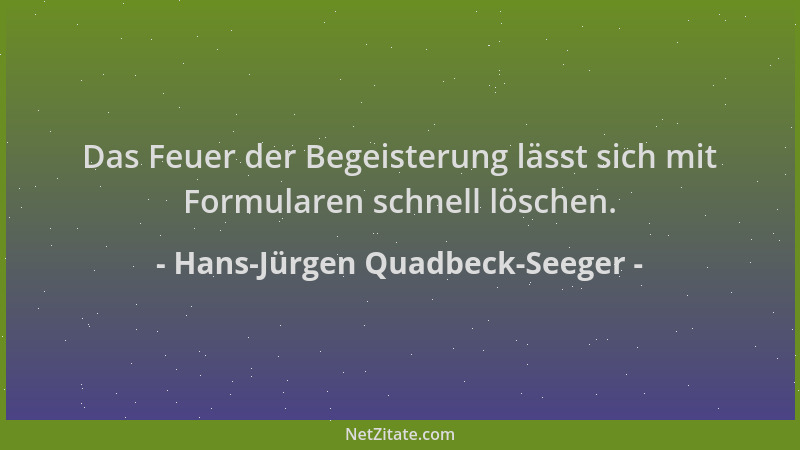 Hans-Jürgen Quadbeck-Seeger - Das Feuer der Begeisterung lässt sich mit Formularen schnell löschen....