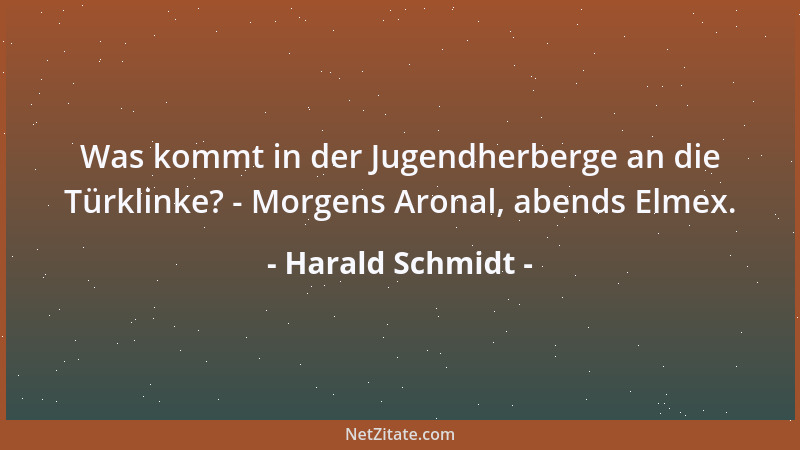 Harald Schmidt - Was kommt in der Jugendherberge an die Türklinke? - Morgens Aronal, abends Elmex....