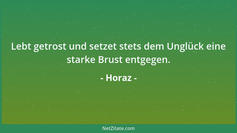 Horaz - Lebt getrost und setzet stets dem Unglück eine starke Brust entgegen....