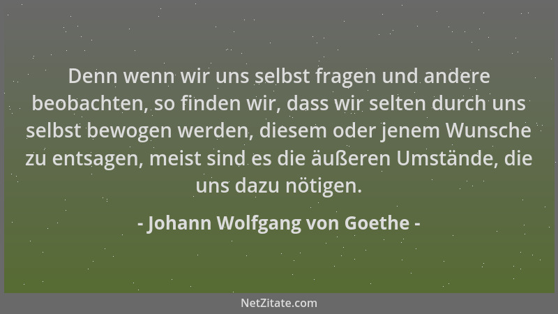 Johann Wolfgang von Goethe - Denn wenn wir uns selbst fragen und andere beobachten, so finden wir, dass wir selten durch un...