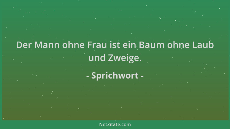 Sprichwort - Der Mann ohne Frau ist ein Baum ohne Laub und Zweige....