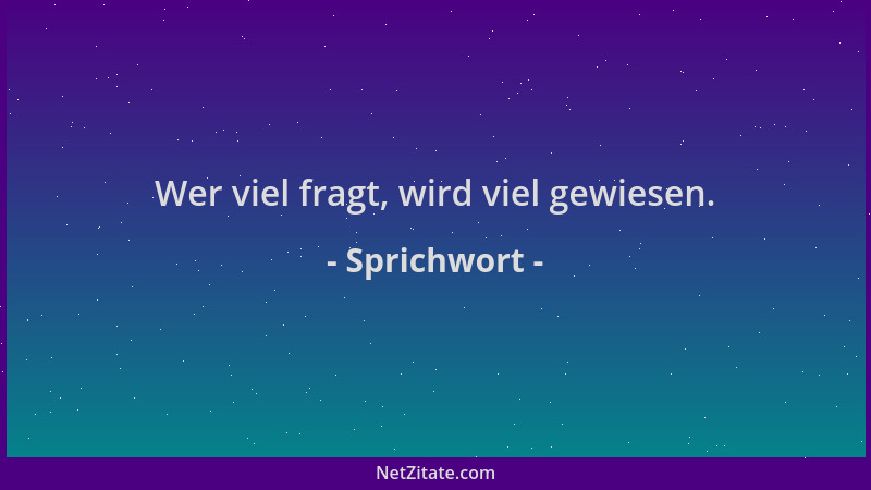 Sprichwort - Wer viel fragt, wird viel gewiesen....
