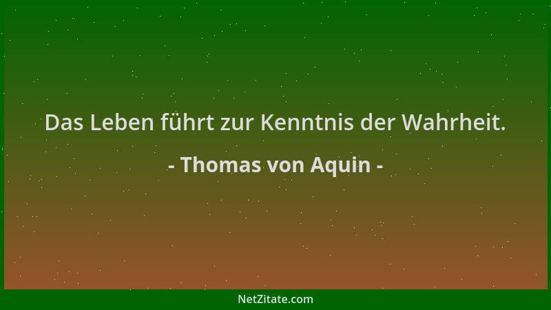 Thomas von Aquin - Das Leben führt zur Kenntnis der Wahrheit....