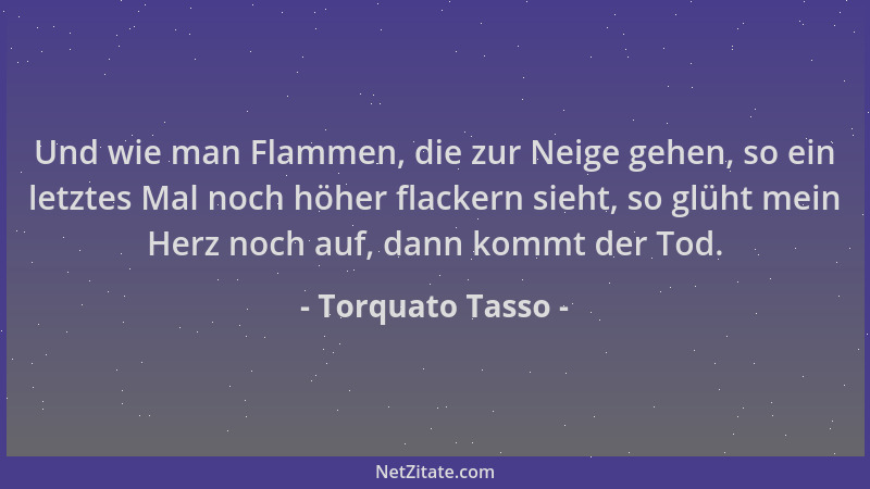 Torquato Tasso - Und wie man Flammen, die zur Neige gehen, so ein letztes Mal noch höher flackern sieht, so glüht mein Herz...