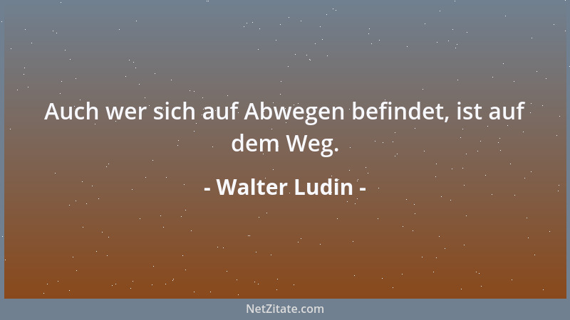 Walter Ludin - Auch wer sich auf Abwegen befindet, ist auf dem Weg....