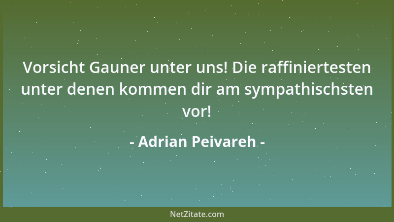 Adrian Peivareh - Vorsicht Gauner unter uns! Die raffiniertesten unter denen kommen dir am sympathischsten vor!...
