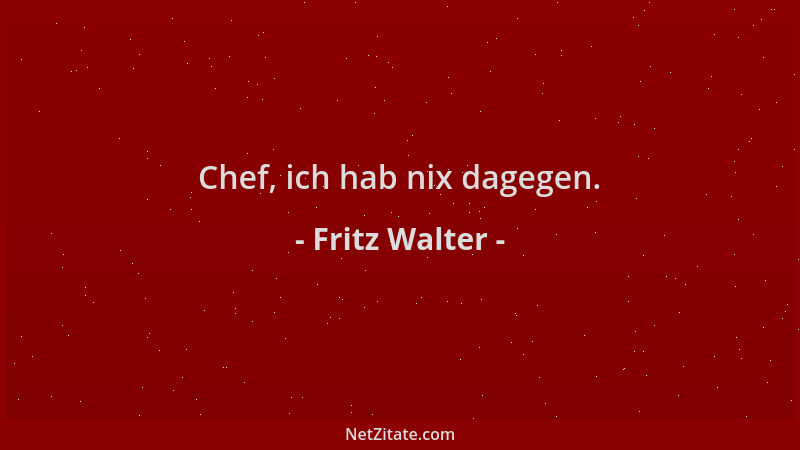 Fritz Walter - Chef, ich hab nix dagegen....
