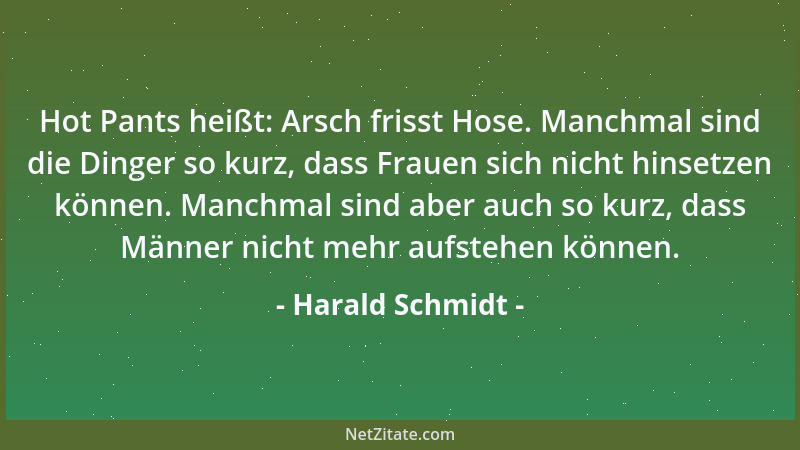 Harald Schmidt - Hot Pants heißt: Arsch frisst Hose. Manchmal sind die Dinger so kurz, dass Frauen sich nicht hinsetzen kön...