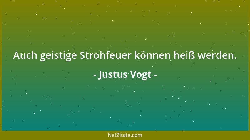 Justus Vogt - Auch geistige Strohfeuer können heiß werden....