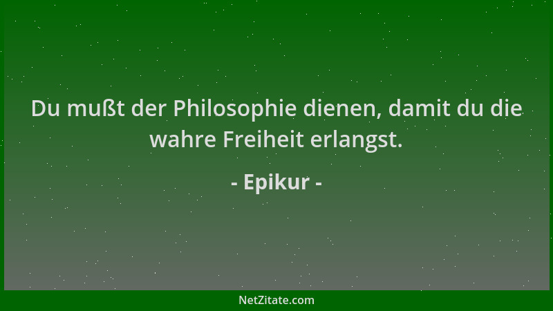 Epikur - Du mußt der Philosophie dienen, damit du die wahre Freiheit erlangst....