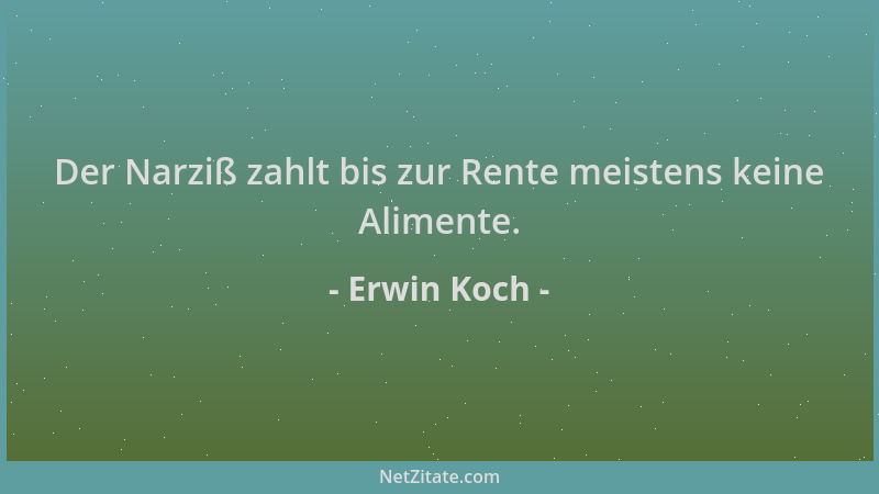 Erwin Koch - Der Narziß zahlt bis zur Rente meistens keine Alimente....