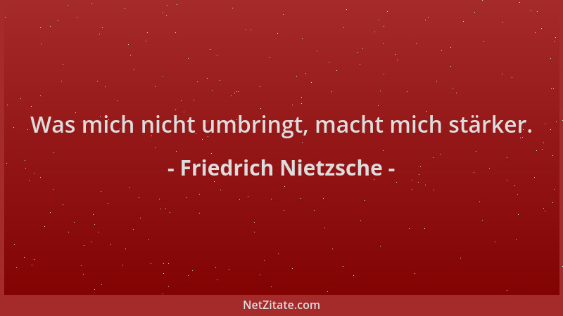 Friedrich Nietzsche - Was mich nicht umbringt, macht mich stärker....