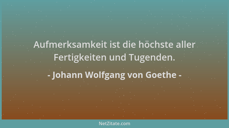 Johann Wolfgang von Goethe - Aufmerksamkeit ist die höchste aller Fertigkeiten und Tugenden....