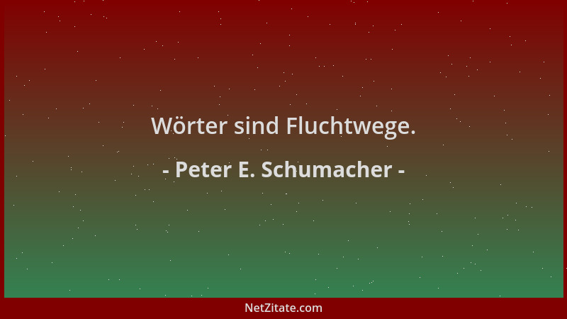 Peter E. Schumacher - Wörter sind Fluchtwege....