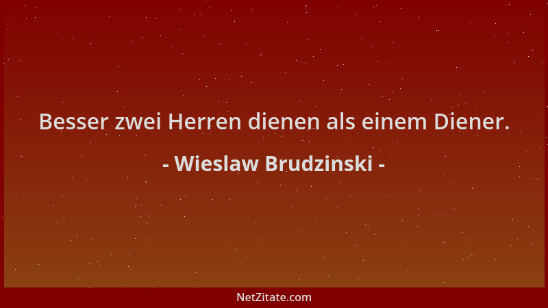 Wieslaw Brudzinski - Besser zwei Herren dienen als einem Diener....