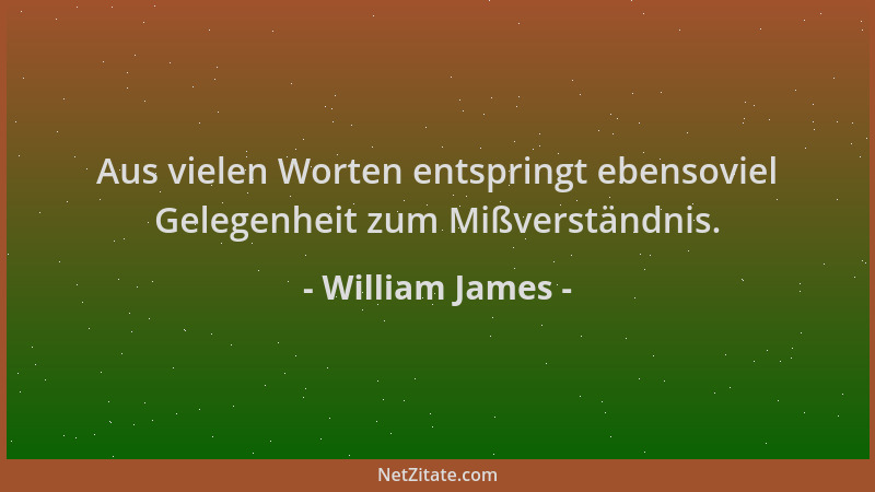 William James - Aus vielen Worten entspringt ebensoviel Gelegenheit zum Mißverständnis....