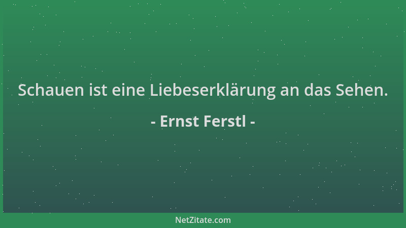 Ernst Ferstl - Schauen ist eine Liebeserklärung an das Sehen....