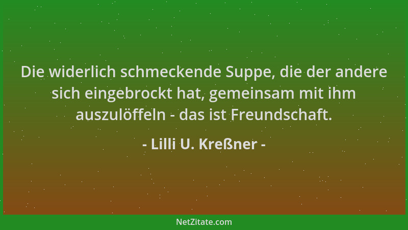 Lilli U. Kreßner - Die widerlich schmeckende Suppe, die der andere sich eingebrockt hat, gemeinsam mit ihm auszulöffeln - d...