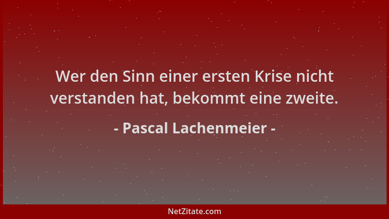 Pascal Lachenmeier - Wer den Sinn einer ersten Krise nicht verstanden hat, bekommt eine zweite....