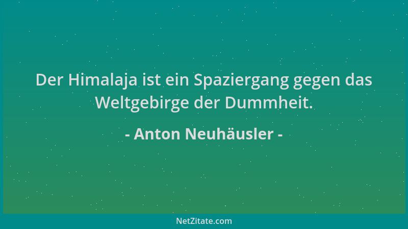 Anton Neuhäusler - Der Himalaja ist ein Spaziergang gegen das Weltgebirge der Dummheit....