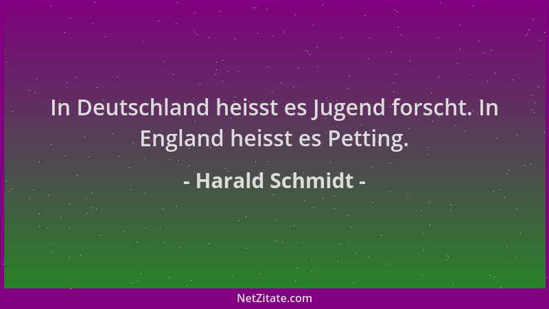 Harald Schmidt - In Deutschland heisst es Jugend forscht. In England heisst es Petting....