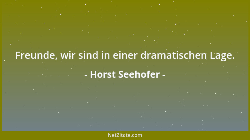 Horst Seehofer - Freunde, wir sind in einer dramatischen Lage....