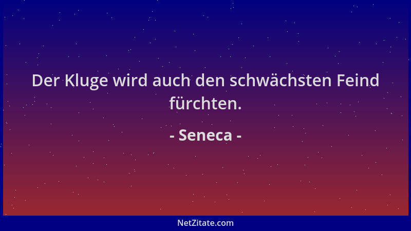 Seneca - Der Kluge wird auch den schwächsten Feind fürchten....