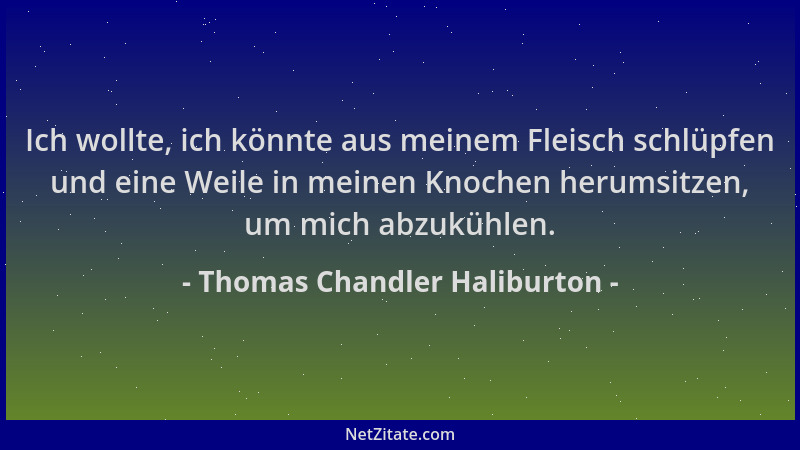 Thomas Chandler Haliburton - Ich wollte, ich könnte aus meinem Fleisch schlüpfen und eine Weile in meinen Knochen herumsitz...