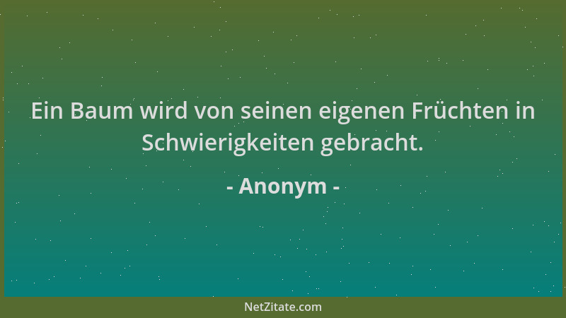 Anonym - Ein Baum wird von seinen eigenen Früchten in Schwierigkeiten gebracht....