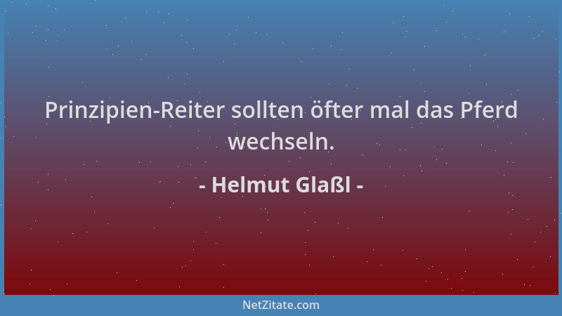 Helmut Glaßl - Prinzipien-Reiter sollten öfter mal das Pferd wechseln....